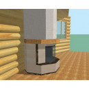 Каминный портал из мрамора с деревянной балкой, фронтальный
